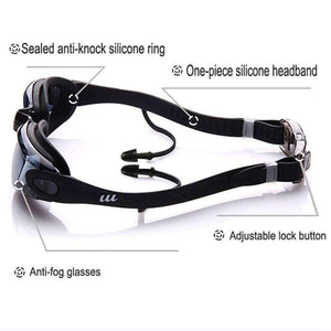 Planet Gates Black Swimming goggles HD Anti-Fog 100% UV Protection Swim Glasses with  Earplugs &Nose clips Case for Adult Kids in Swimming pool