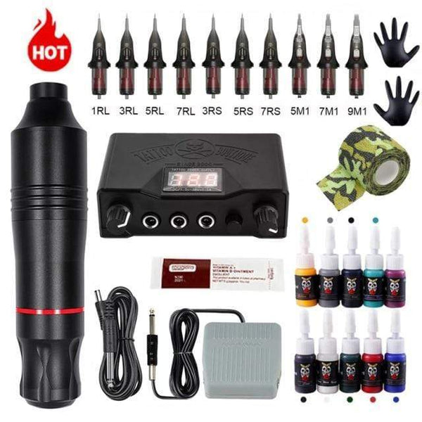 Planet Gates Black Tattoo Kit Complete Tattoo Machine Kits Tattoo Power Supply Rotary Pen With Cartridge Needles Permanent Makeup Eyebrow Tattoo Body Artist