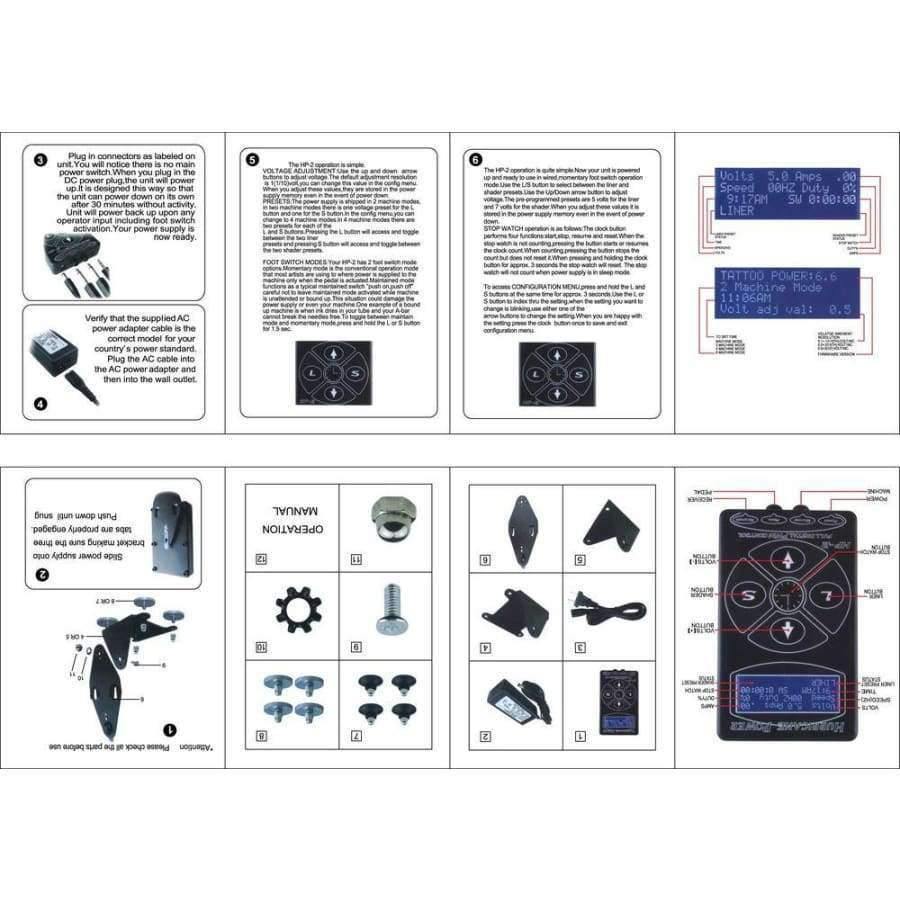 Planet Gates Black Tattoo Power Supply Hurricane HP-2 Tattoo Machine Digital Dual LCD Display Tattoo Supplies Machines Free Shipping