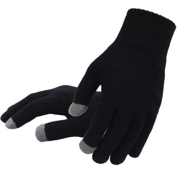 Planet Gates Black-Thin / One Size Winter Autumn Men Knitted Gloves Touch Screen High Quality Male Thicken Warm Wool Cashmere Solid Gloves Men Mitten Business