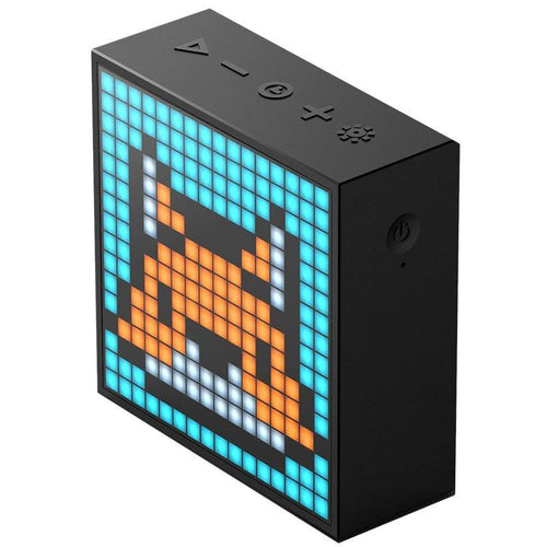 Planet Gates Black Timebox Evo Bluetooth Portable Speaker With Clock Alarm Programmable LED Display For Pixel Art Creation Unique Gift
