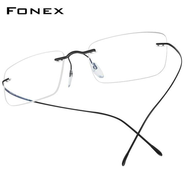 Planet Gates Black Titanium Glasses Frame Men 2020 Women Rimless Prescription Square Eyeglasses Frames Myopia Optical Korean Eyewear F85634