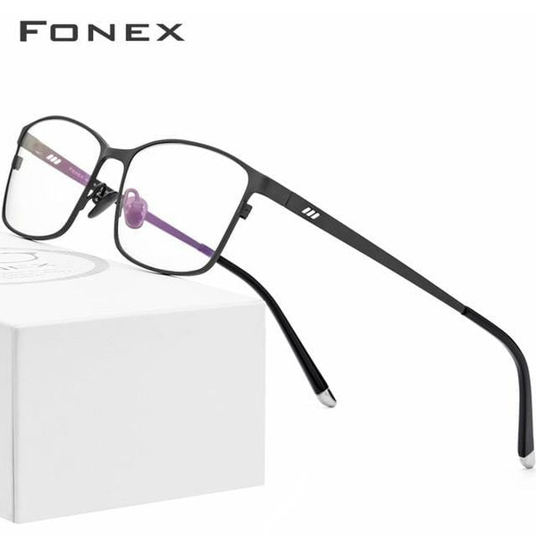 Planet Gates Black Titanium Glasses Frame Men Square Eyewear Male Classic Full Optical Prescription Eyeglasses Frames Gafas Oculos 8505