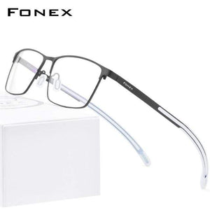 Planet Gates Black Titanium Glasses Frame Men Square Myopia Optical Prescription Eyeglass Frame Man 2020 Antiskid Silicone Eyewear 8521