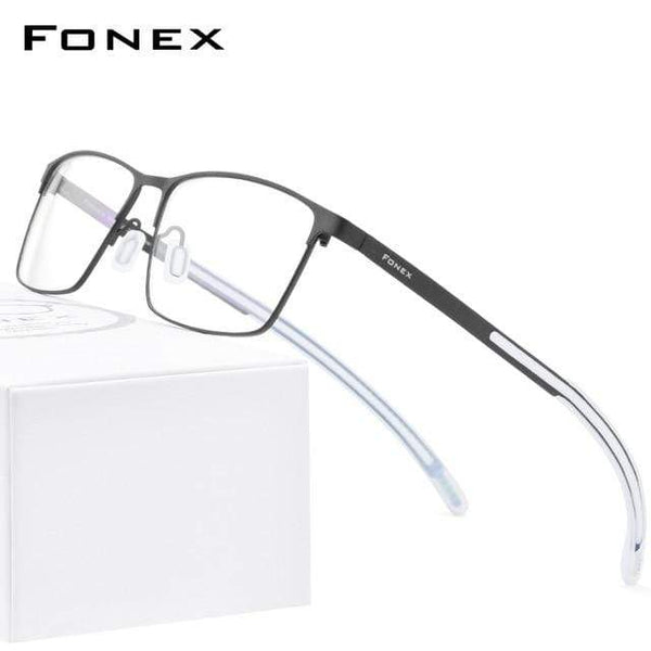 Planet Gates Black Titanium Glasses Frame Men Square Myopia Optical Prescription Eyeglass Frame Man 2020 Antiskid Silicone Eyewear 8521