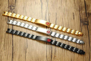 Planet Gates Black Titanium Steel Medical Alert ID Magnet Germanium Health Bracelets Custom Name Logo Bracelet for Men Casual Trendy Jewelry