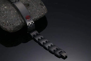 Planet Gates Black Titanium Steel Medical Alert ID Magnet Germanium Health Bracelets Custom Name Logo Bracelet for Men Casual Trendy Jewelry