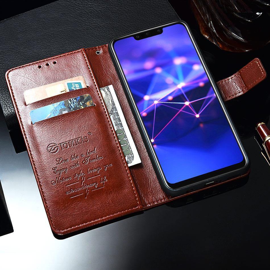 Planet Gates Black TOMKAS Luruxy Flip Case for Huawei Mate 20 Lite 360 Protect Wallet Phone Back Cover Silicon+Leather Case for Huawei Mate 20 Lite