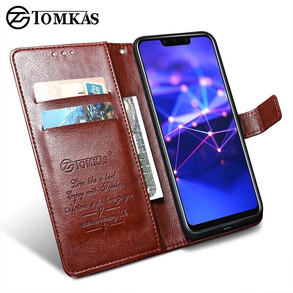 Planet Gates Black TOMKAS Luruxy Flip Case for Huawei Mate 20 Lite 360 Protect Wallet Phone Back Cover Silicon+Leather Case for Huawei Mate 20 Lite
