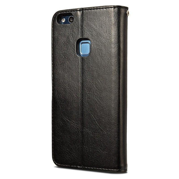 Planet Gates Black TOMKAS Wallet Case For Huawei P10 Lite Flip Leather Cover Luxury Business With Stand Phone Case Huawei P10 Lite Case Cover