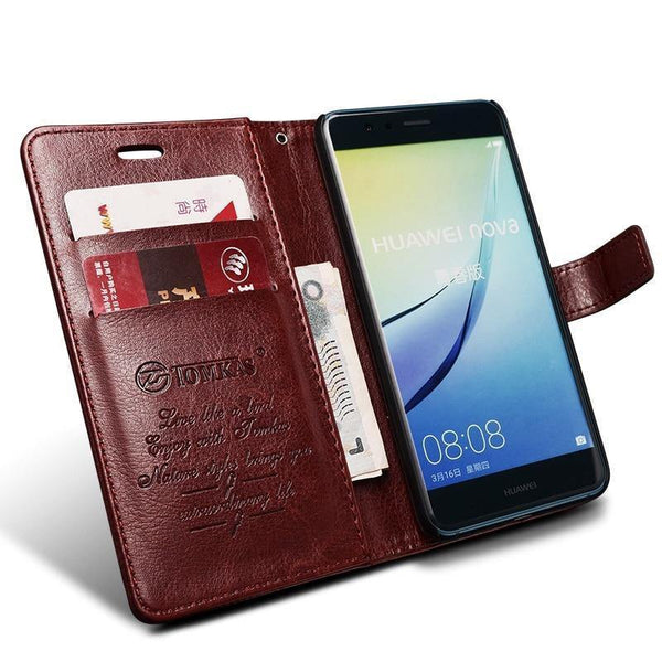 Planet Gates Black TOMKAS Wallet Case For Huawei P10 Lite Flip Leather Cover Luxury Business With Stand Phone Case Huawei P10 Lite Case Cover