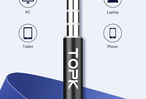 Planet Gates Black TOPK F07 Stereo Bass Earphone  3.5mm Jack In-ear Sport Wired Earphones with mic for iPhone Xiaomi Samsung Phone Computer Headset