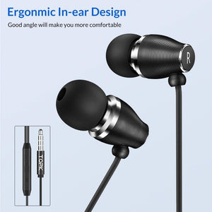 Planet Gates Black TOPK F07 Stereo Bass Earphone  3.5mm Jack In-ear Sport Wired Earphones with mic for iPhone Xiaomi Samsung Phone Computer Headset