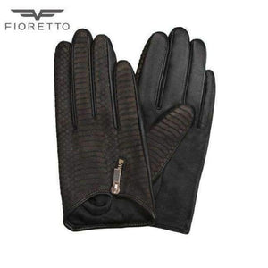 Planet Gates Black Touchscreen / S Fioretto Women Fashion Snake Leather Gloves Punk Ladies Driving Gloves Metal Zipper Black Leopard Embossed Winter Warm Mittens
