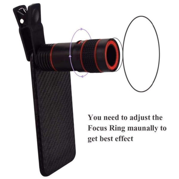 Planet Gates black Tripod with Cell Phone Telescope Telephoto Camera Lens 8X Zoom Manual Focus Clip-on Camera Lens for iPhone Samsung