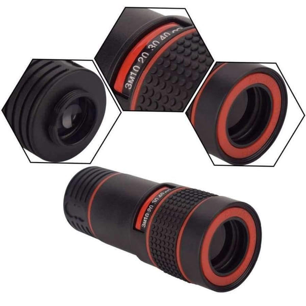 Planet Gates black Tripod with Cell Phone Telescope Telephoto Camera Lens 8X Zoom Manual Focus Clip-on Camera Lens for iPhone Samsung