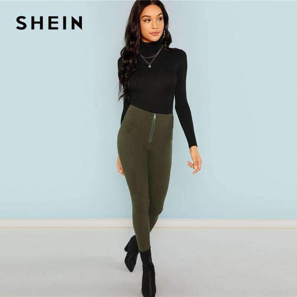 Planet Gates Black Turtleneck Slim Fit T-shirt Workwear Office Ladies Plain High Neck Long Sleeve Tee Women Autumn Minimalist Tee