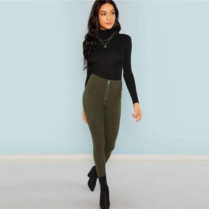 Planet Gates Black Turtleneck Slim Fit T-shirt Workwear Office Ladies Plain High Neck Long Sleeve Tee Women Autumn Minimalist Tee