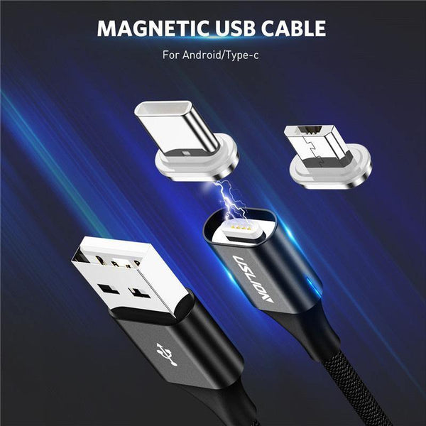 Planet Gates Black / Type C USLION 3A Magnetic Cable USB Type C Micro USB Cable for Samsung Xiaomi Huawei 1M Fast Charging USB C Phone Magnet Charger Cabo