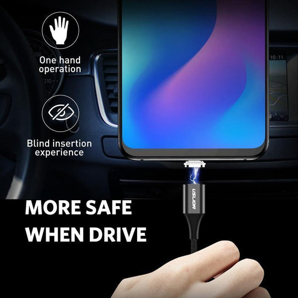 Planet Gates Black / Type C USLION 3A Magnetic Cable USB Type C Micro USB Cable for Samsung Xiaomi Huawei 1M Fast Charging USB C Phone Magnet Charger Cabo