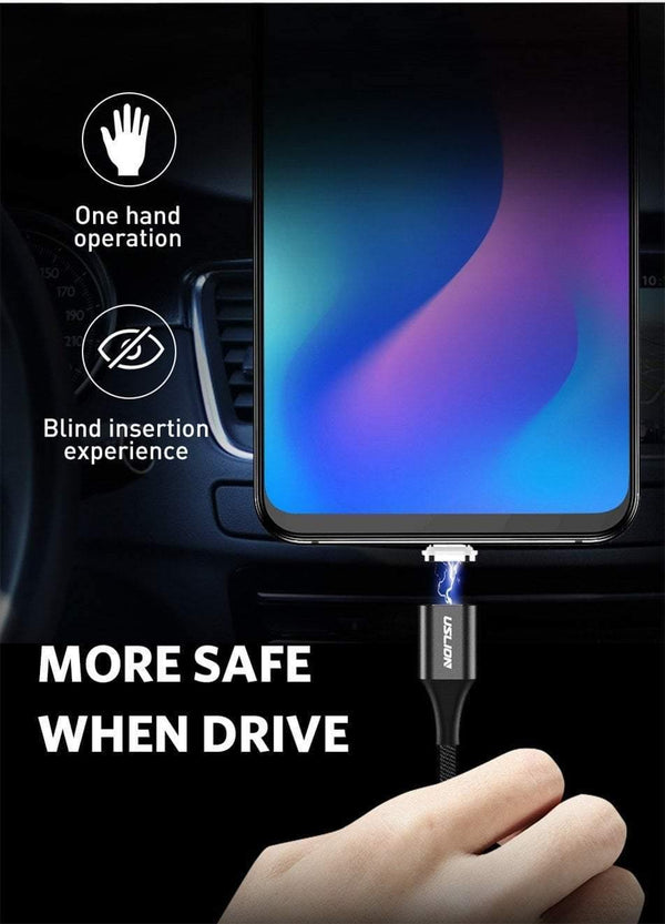 Planet Gates Black / Type C USLION 3A Magnetic Cable USB Type C Micro USB Cable for Samsung Xiaomi Huawei 1M Fast Charging USB C Phone Magnet Charger Cabo