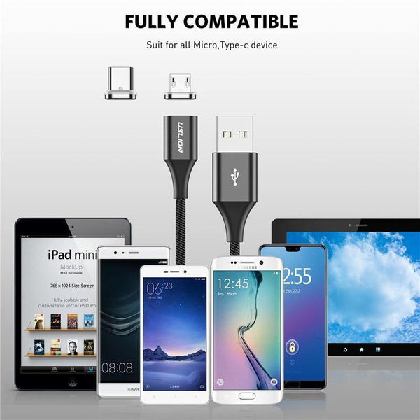 Planet Gates Black / Type C USLION 3A Magnetic Cable USB Type C Micro USB Cable for Samsung Xiaomi Huawei 1M Fast Charging USB C Phone Magnet Charger Cabo