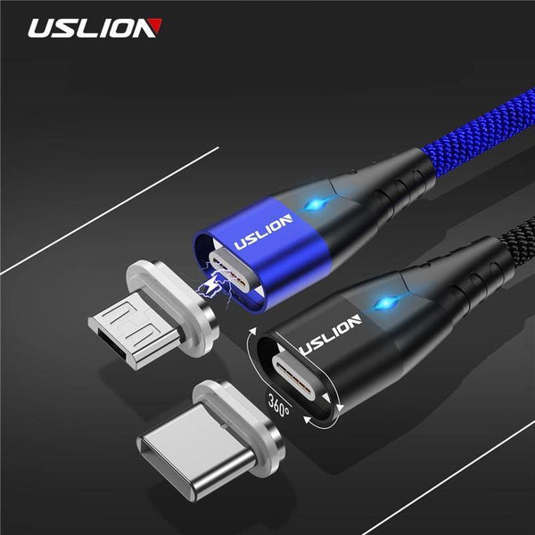 Planet Gates Black / Type C USLION LED Magnetic USB Cable Fast Micro USB Type-C Magnet Charger usb c Data Cable for Samsung Xiaomi Mobile Phone Charge Cable