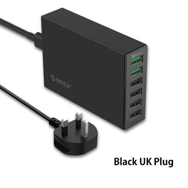 Planet Gates Black UK QSL-6U 6 Ports QC2.0 Quick USB Charger Mobile Phone Charger  for Samsung Huawei LG Iphone Adapter EU/US/UK/AU Plug