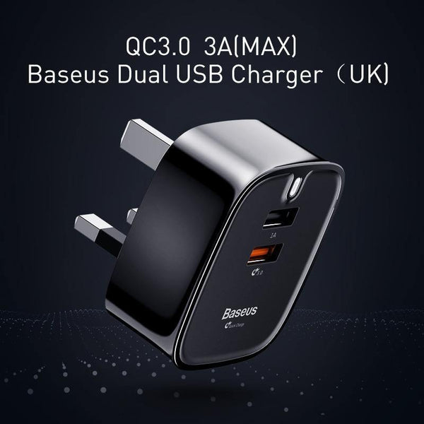 Planet Gates Black / UK USB Charger Quick Charge 3.0 UK Plug Double Port Travel Wall Charger Adapter QC3.0 Mobile Phone Charger For iPhone Xiaomi