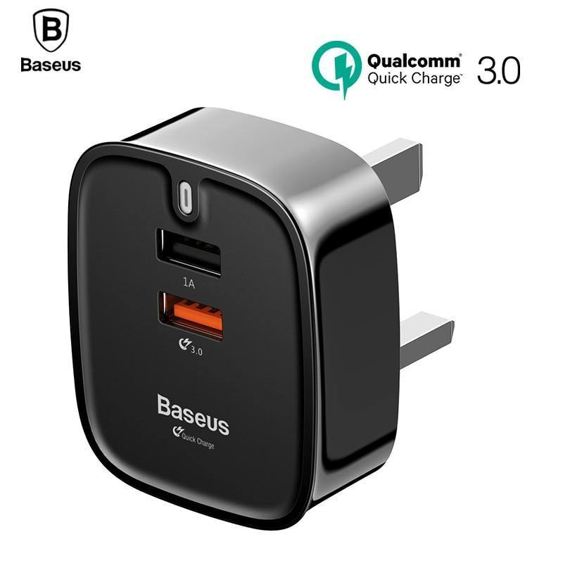 Planet Gates Black / UK USB Charger Quick Charge 3.0 UK Plug Double Port Travel Wall Charger Adapter QC3.0 Mobile Phone Charger For iPhone Xiaomi