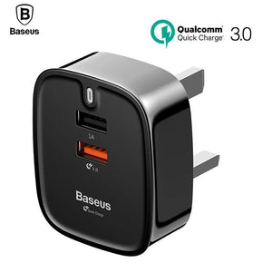 Planet Gates Black / UK USB Charger Quick Charge 3.0 UK Plug Double Port Travel Wall Charger Adapter QC3.0 Mobile Phone Charger For iPhone Xiaomi