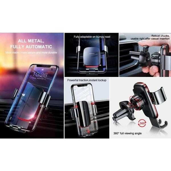 Planet Gates Black Universal Car Phone Holder For iPhone Samsung S9 Plus Huawei Car Holder Air Vent Mount Metal Gravity Mobile Phone Holder