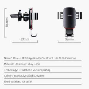 Planet Gates Black Universal Car Phone Holder For iPhone Samsung S9 Plus Huawei Car Holder Air Vent Mount Metal Gravity Mobile Phone Holder