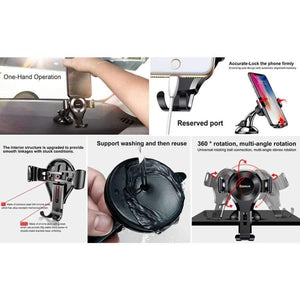 Planet Gates Black Universal Gravity Car Phone Holder Sucker Suction Cup Windshield Car Holder For iPhone XS X Samsung S9 Phone Holder Stand