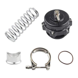 Planet Gates Black Universal Jdm 50mm V Band Blow Off Valve BOV Q Series Air Relief Valve w/ Weld On Aluminum No Logo for Tial Flange