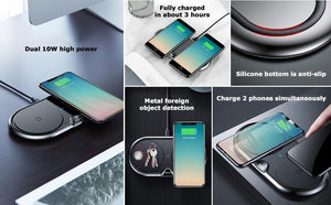 Planet Gates Black / Universal Wireless Charger Dual Pad Silicone Fast Charging Xiaomi Samsung Iphone 10W Speed CN Plug For Phone Chargers