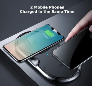 Planet Gates Black / Universal Wireless Charger Dual Pad Silicone Fast Charging Xiaomi Samsung Iphone 10W Speed CN Plug For Phone Chargers