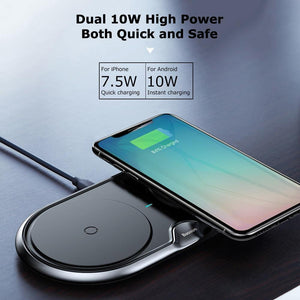 Planet Gates Black / Universal Wireless Charger Dual Pad Silicone Fast Charging Xiaomi Samsung Iphone 10W Speed CN Plug For Phone Chargers