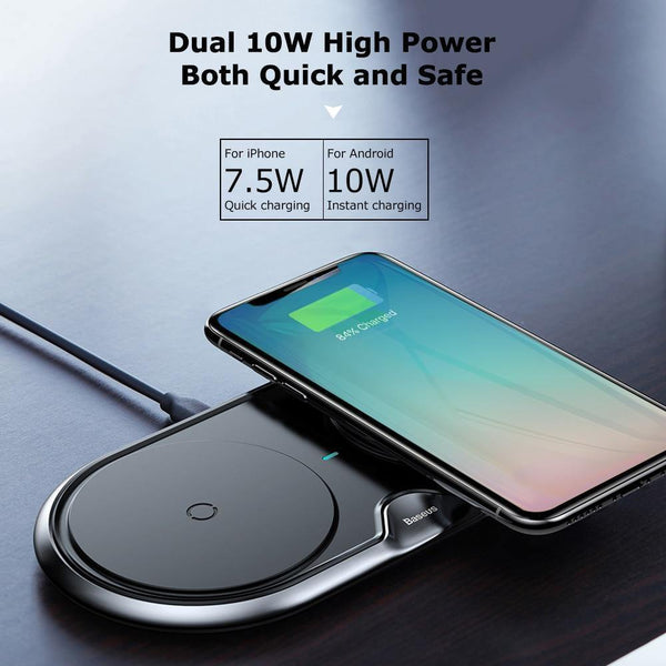 Planet Gates Black / Universal Wireless Charger Dual Pad Silicone Fast Charging Xiaomi Samsung Iphone 10W Speed CN Plug For Phone Chargers