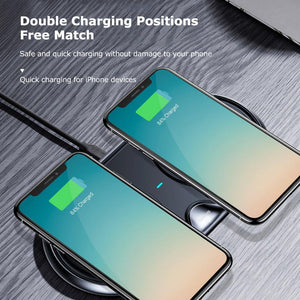 Planet Gates Black / Universal Wireless Charger Dual Pad Silicone Fast Charging Xiaomi Samsung Iphone 10W Speed CN Plug For Phone Chargers
