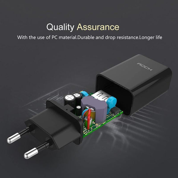 Planet Gates Black / US Plug ROCK Quick Charge Phone USB Charger MTK Fast Charger 2 in 1 Technology 5V2A 9V2A Universal Fast wall charger Clearance 49%
