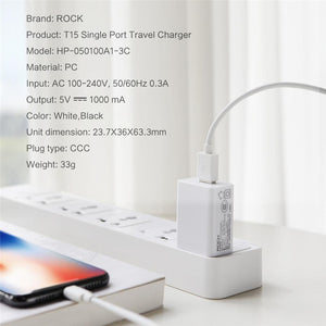 Planet Gates Black US Plug ROCK Universal USB Charger US Plug Travel Wall Charger Adapter Smart Mobile Phone Charger For iPhone Samsung Xiaomi Tablet