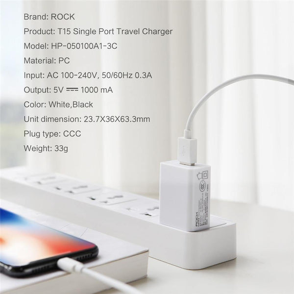 Planet Gates Black US Plug ROCK Universal USB Charger US Plug Travel Wall Charger Adapter Smart Mobile Phone Charger For iPhone Samsung Xiaomi Tablet