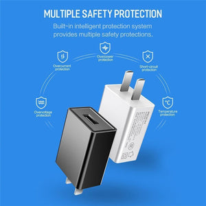 Planet Gates Black US Plug ROCK Universal USB Charger US Plug Travel Wall Charger Adapter Smart Mobile Phone Charger For iPhone Samsung Xiaomi Tablet