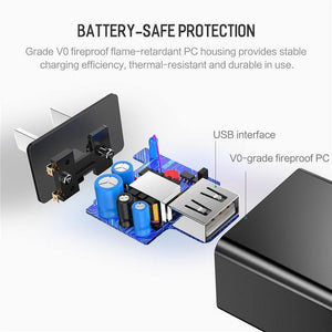 Planet Gates Black US Plug ROCK Universal USB Charger US Plug Travel Wall Charger Adapter Smart Mobile Phone Charger For iPhone Samsung Xiaomi Tablet