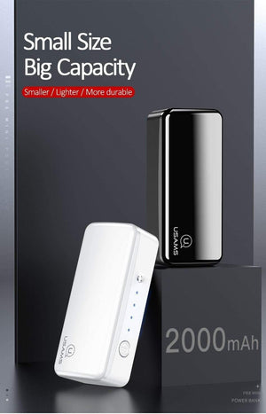 Planet Gates Black USAMS 2000mAh Ultra Light Mini USB Power Bank Portable 2000mah Powerbank External Battery LED Emergency Light for iPhone Samsung