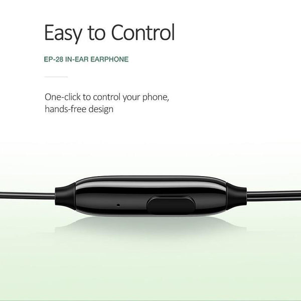 Planet Gates Black USAMS 3.5mm High Quality in-ear TPE Earphones Hifi Earbuds Bass Stereo Headset inear Smart Wired Ear phone Microphone EP-28