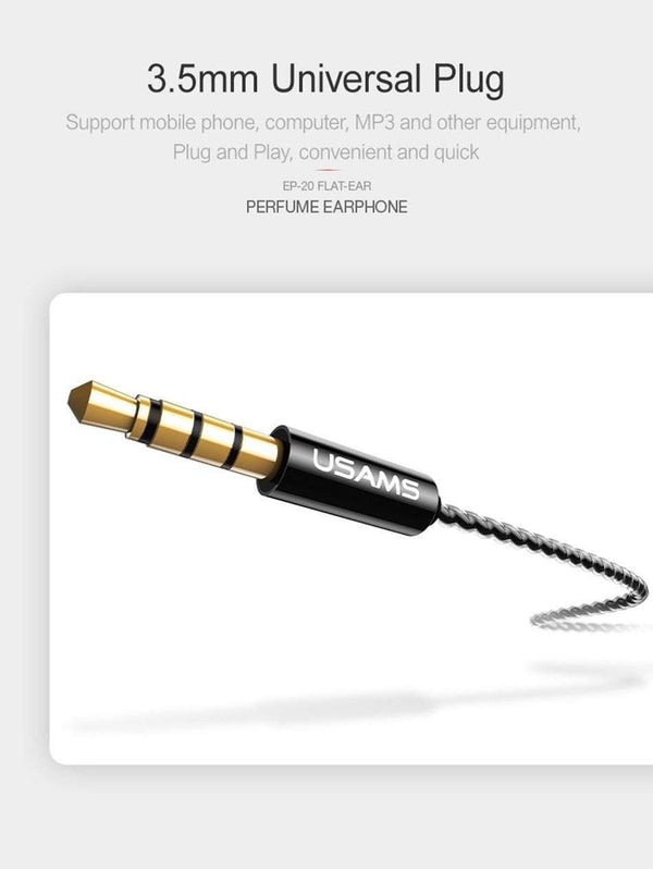 Planet Gates Black USAMS In-Ear Perfume Earphones Stereo Headset 3.5mm inear Wired Earphone With Microphone Aromatherapy for mobile phone EP-20