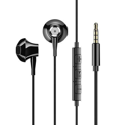 Planet Gates Black USAMS Metal 3.5mm in-ear Earphones Hifi Wired headset with Microphone 4D Stereo inear 3.5mm earphone for iphone samsung xiaomi