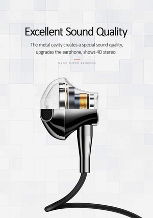 Planet Gates Black USAMS Metal 3.5mm in-ear Earphones Hifi Wired headset with Microphone 4D Stereo inear 3.5mm earphone for iphone samsung xiaomi